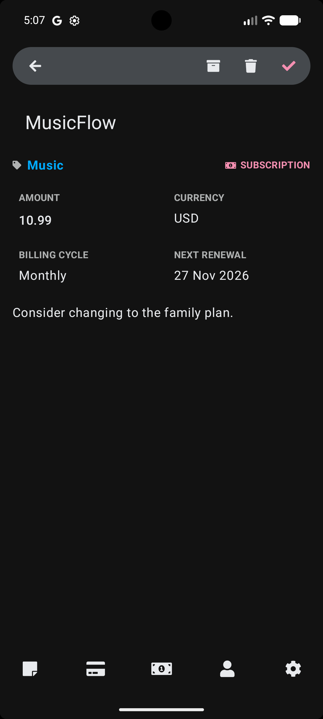 Stowlet subscription item screen
